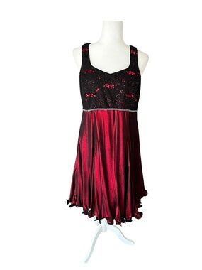 Vintage 90s/Y2K Red & Black Sequins Dress 15/16 Whimsygoth